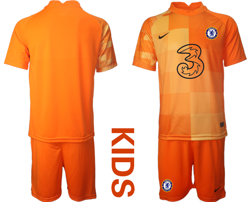 Youth 2021-2022 Club Chelsea orange red goalkeeper blank Soccer Jersey->youth soccer jersey->Youth Jersey
